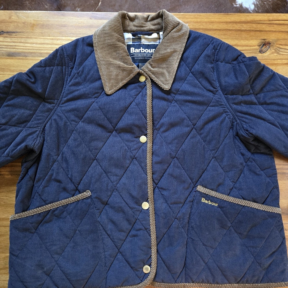 Barbour Emilia Quilt Jacket Womens US 10 Navy